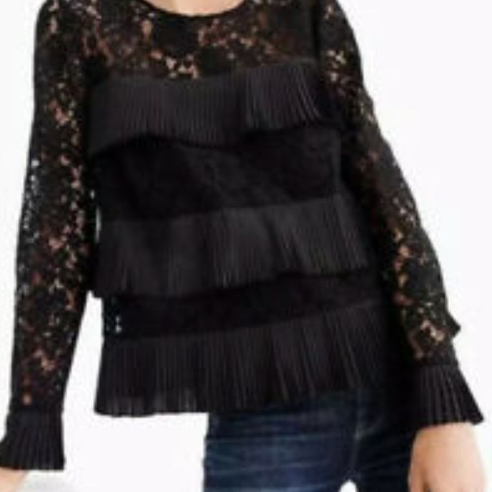 J. Crew lace top with pleats size 6